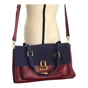 Iman genuine smooth leather and suede shoulder /crossbody handbag